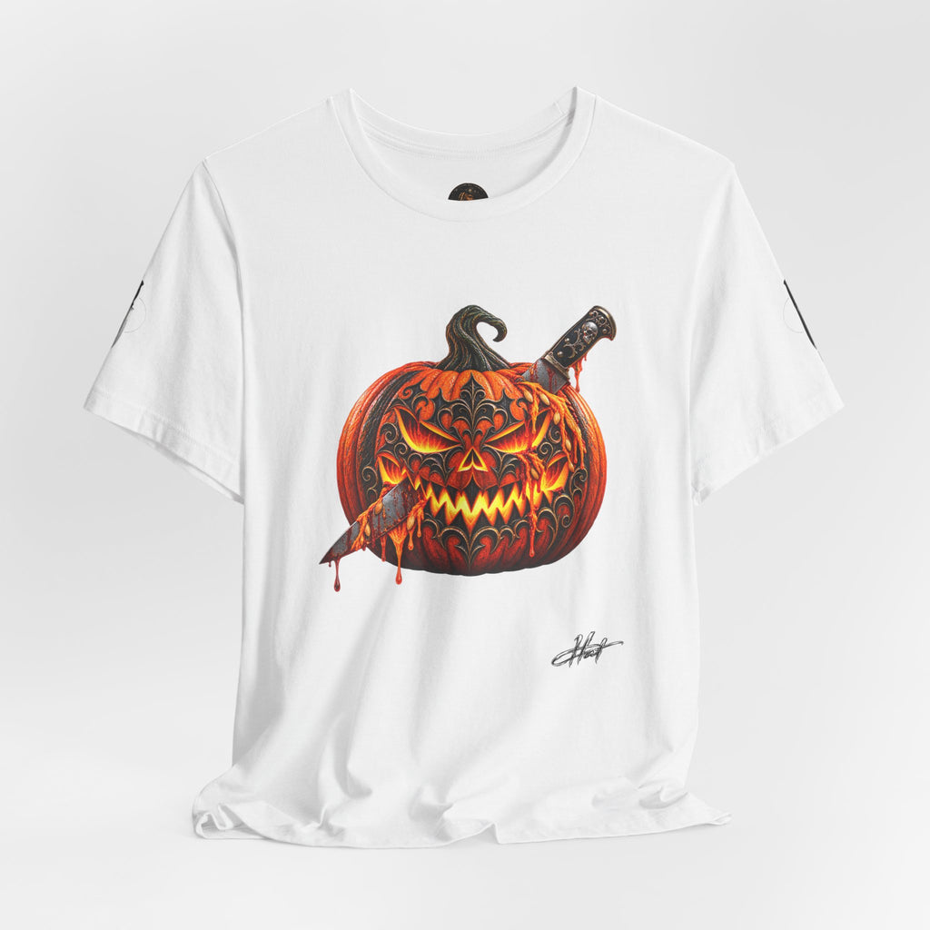 Gothic Carved Pumpkin Unisex Jersey Short Sleeve Tee