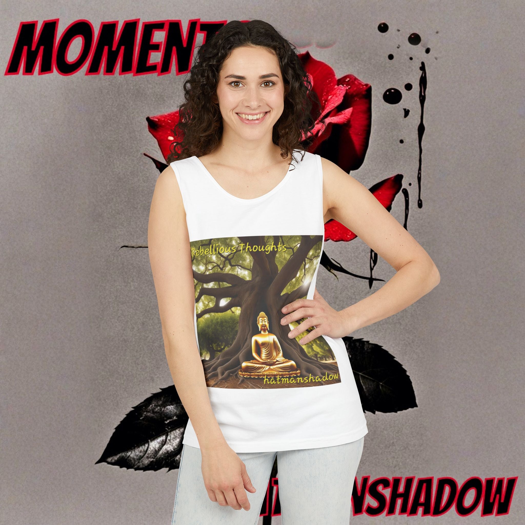 Buddha Under Bodhi Tree Tank Top — 'Be Hellow & Thoughtful' Spiritual Meditation Tee