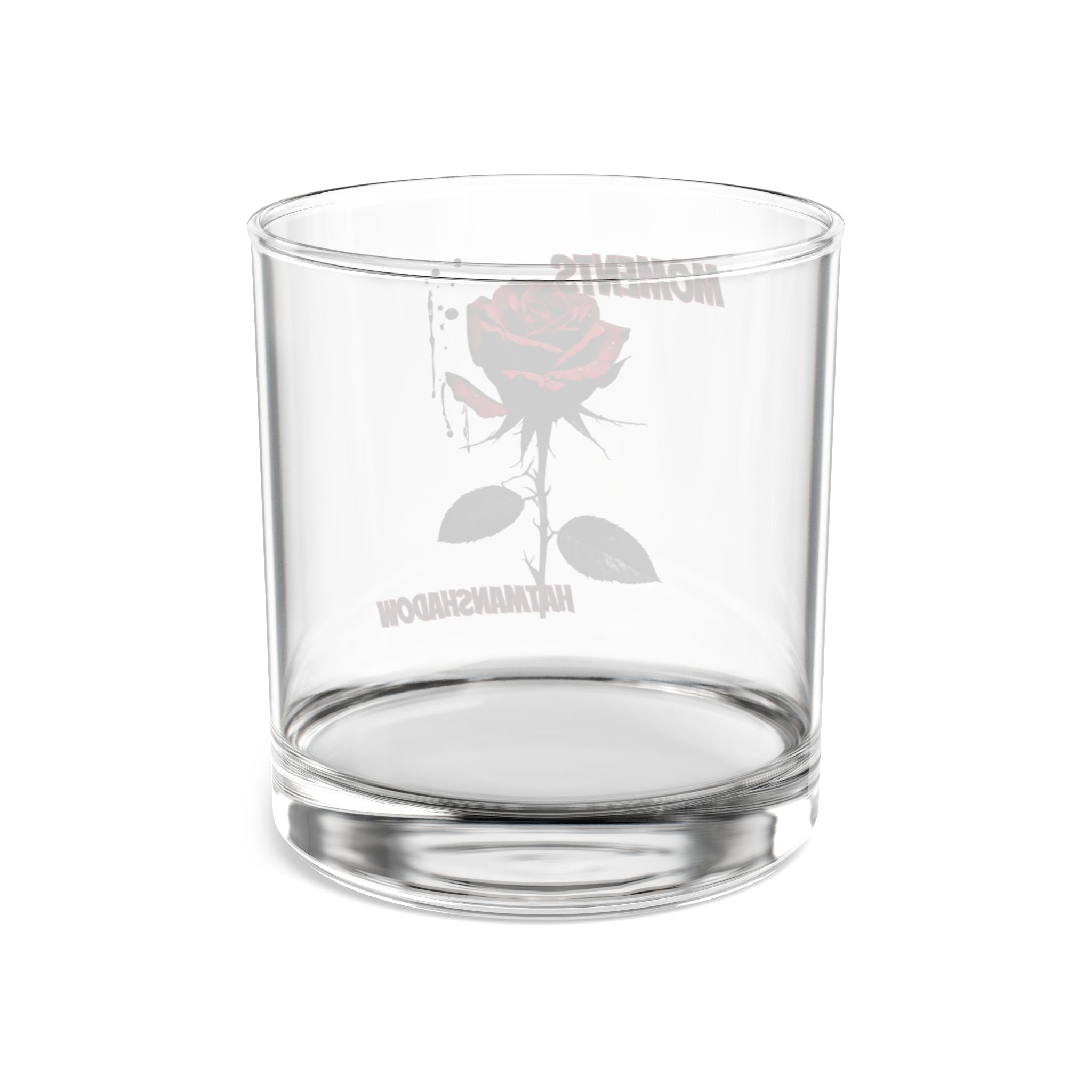 Moments Red Rose Rocks Glass — 10oz Whiskey Tumbler with 'MOMENTS' Design