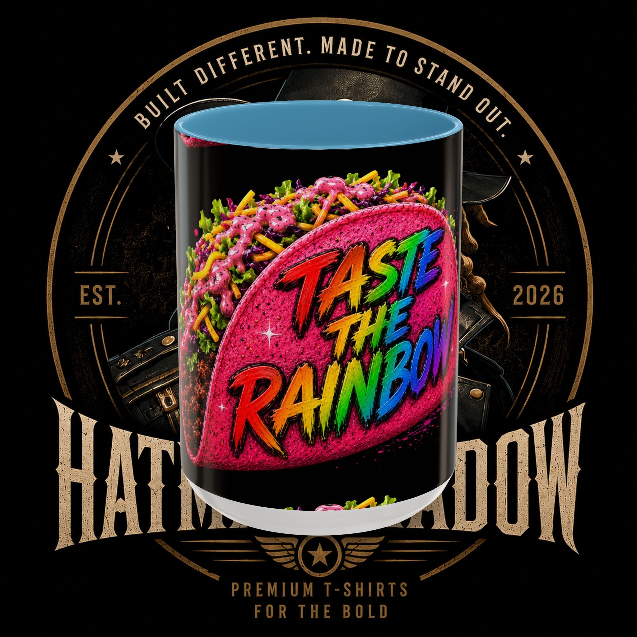 Taste The Rainbow Taco Coffee Mug — Colorful Novelty Accent Mug (11/15oz)