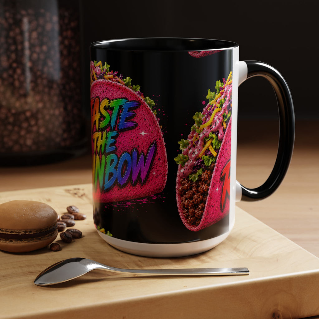 Taste The Rainbow Taco Coffee Mug — Colorful Novelty Accent Mug (11/15oz)