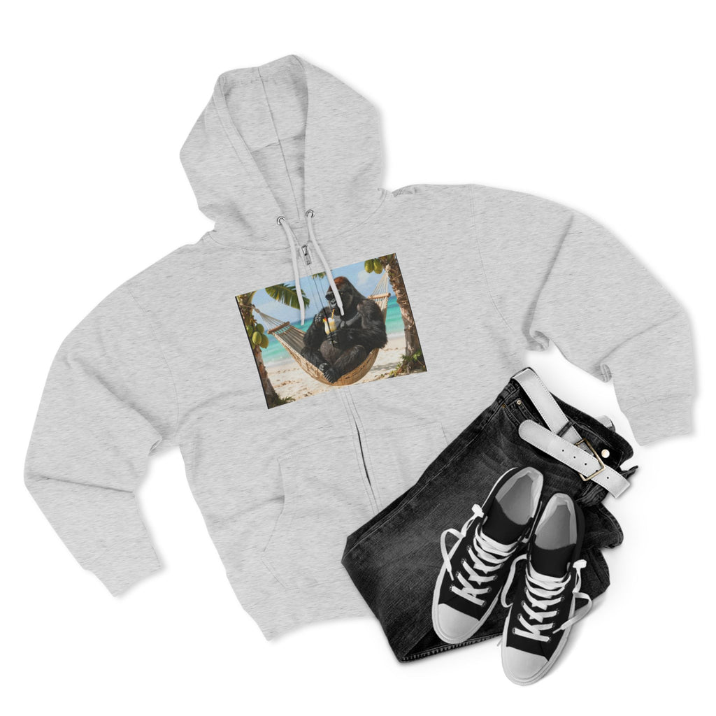 Hammock Gorilla Zip Hoodie – Relaxing Beach Ape Design