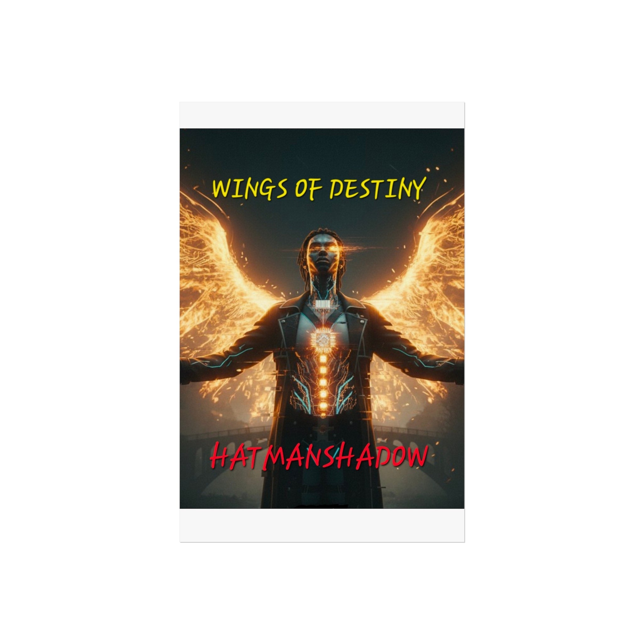 Fine Art Poster — "Wings of Destiny" Cyberpunk Angel Wall Art