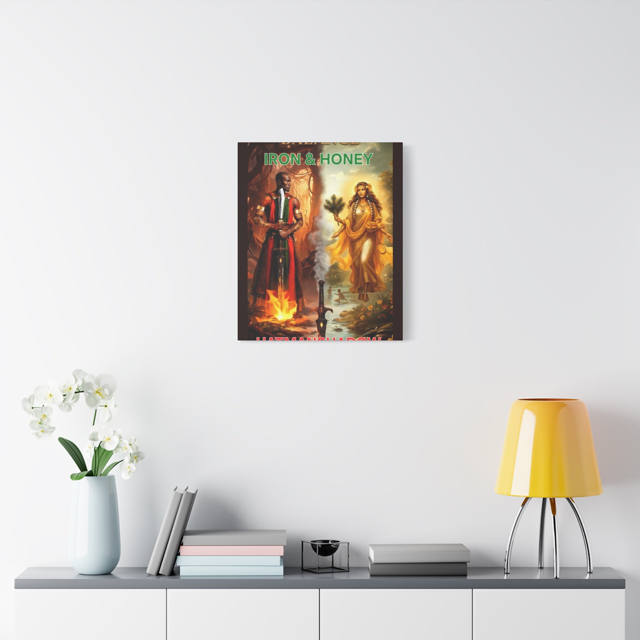 Mythic Deities Matte Stretched Canvas Art — Warrior and Goddess Orisha Wall Decor