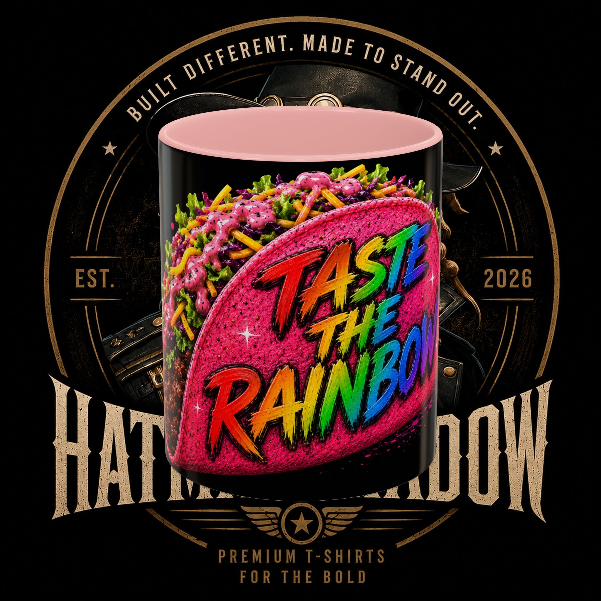 Taste The Rainbow Taco Coffee Mug — Colorful Novelty Accent Mug (11/15oz)