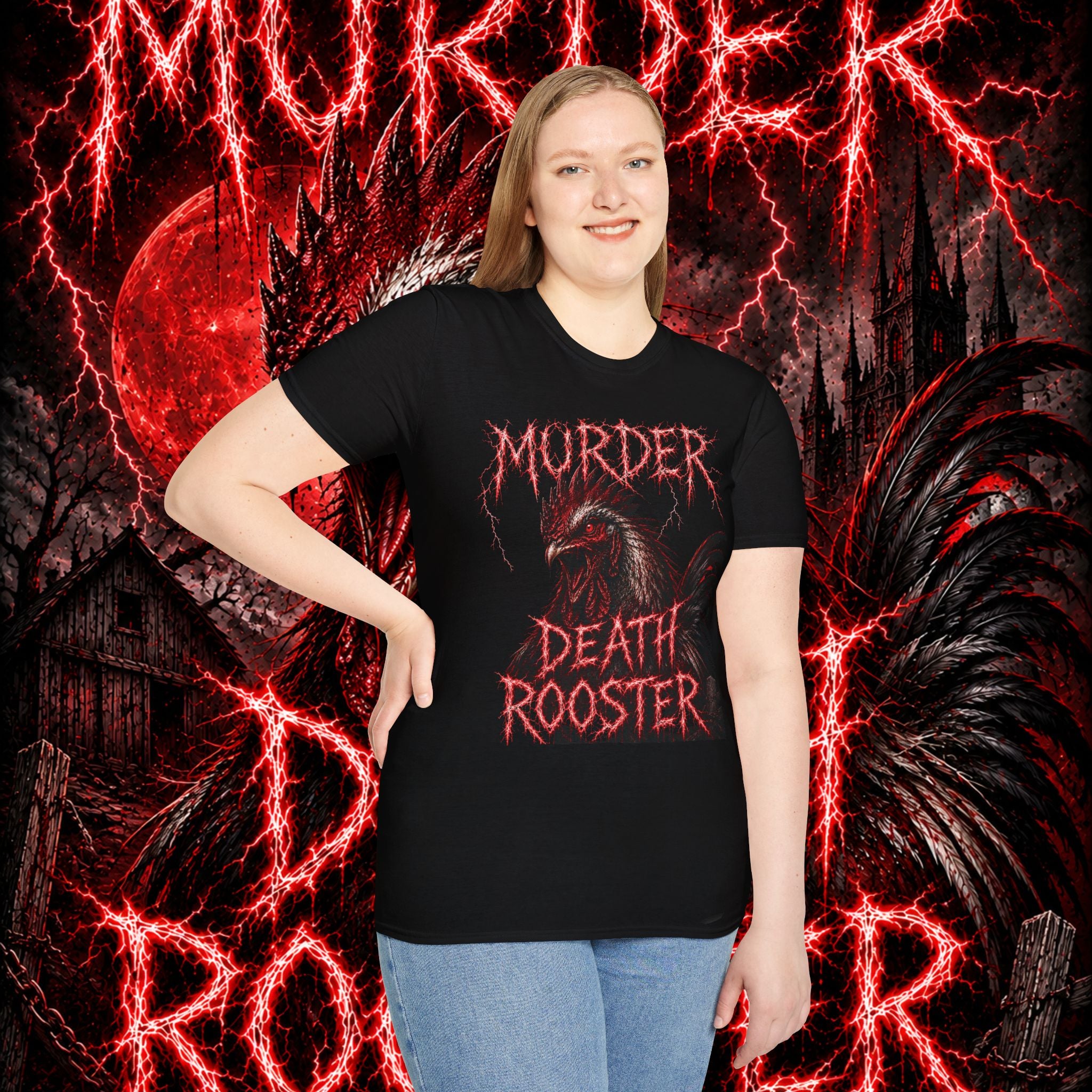 Death Rooster T-Shirt — "MURDER" Horror Graphic Tee version 2