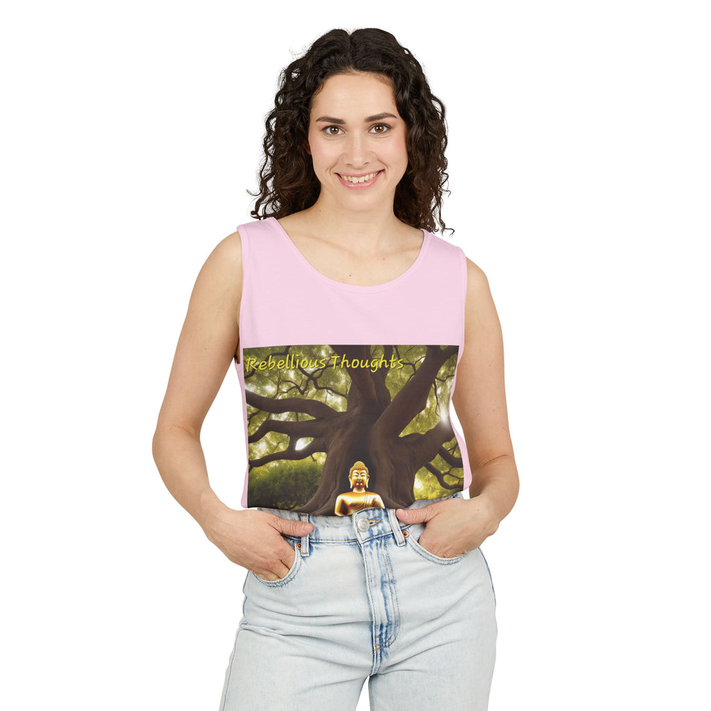 Buddha Under Bodhi Tree Tank Top — 'Be Hellow & Thoughtful' Spiritual Meditation Tee