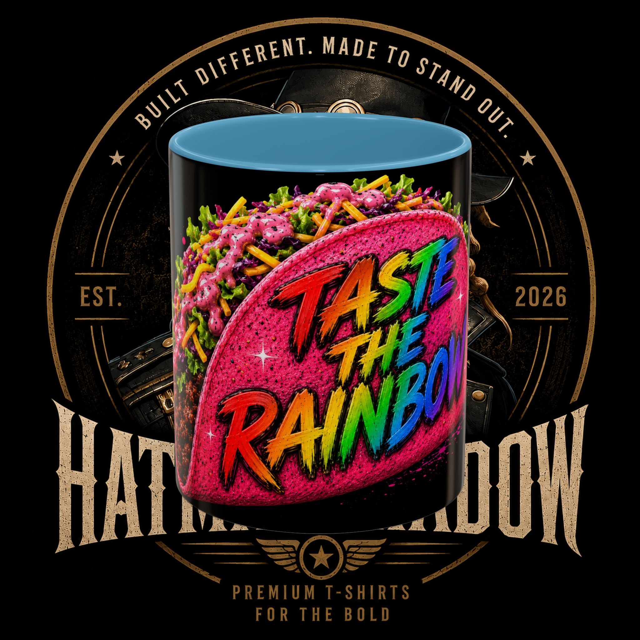 Taste The Rainbow Taco Coffee Mug — Colorful Novelty Accent Mug (11/15oz)