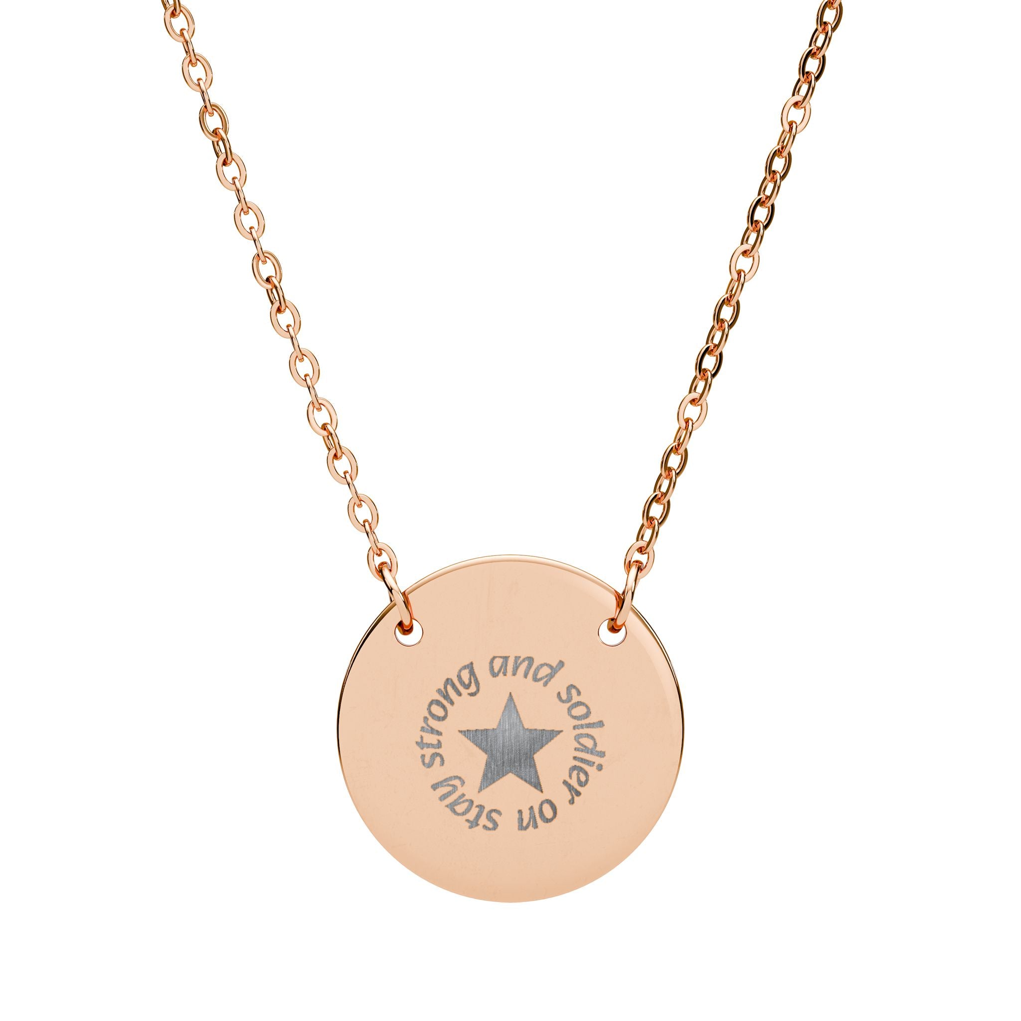 Engraved Star Circle Necklace — Personalized Round Pendant