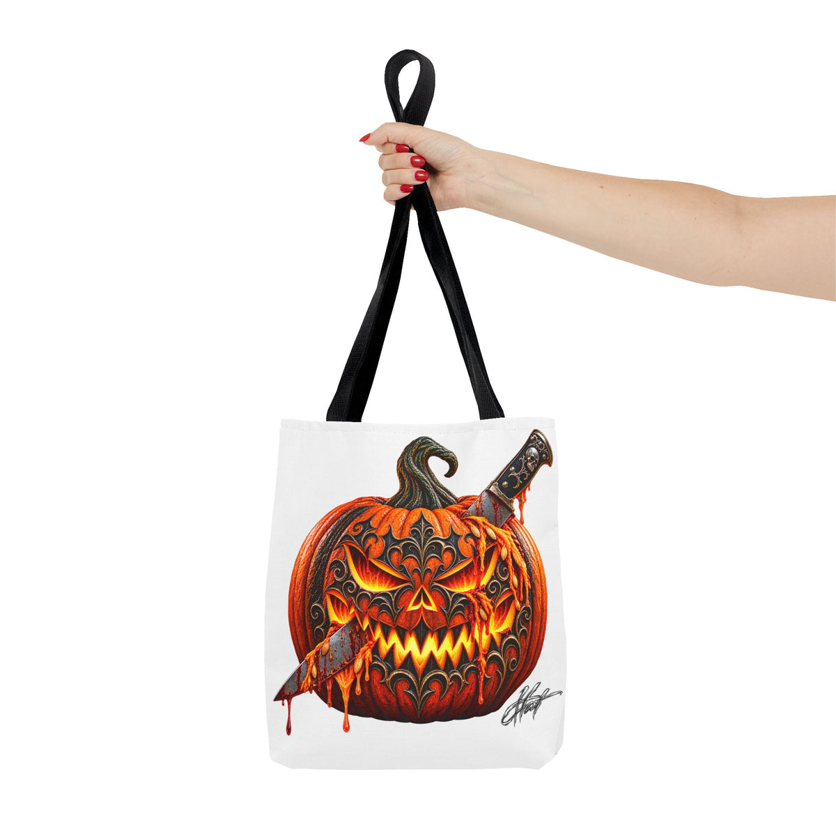 Gothic Carved Pumpkin Tote Bag (AOP)