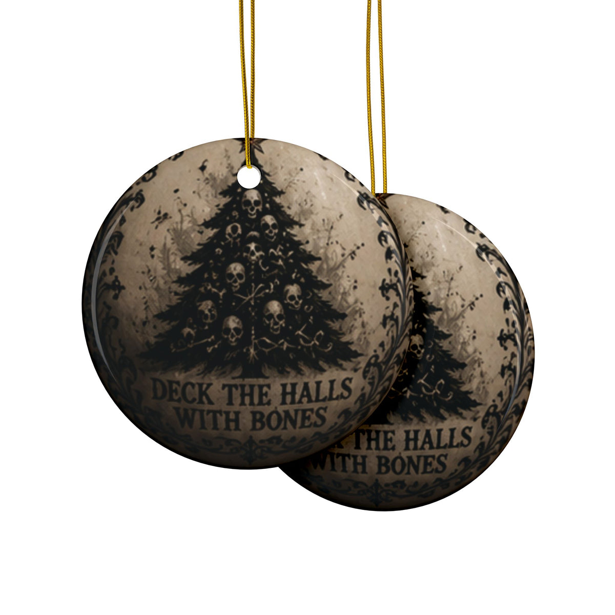 Goth Ceramic Collectable Christmas Ornaments, 2-Side Print, (1pc, 3pcs, 5pcs, 10pcs)