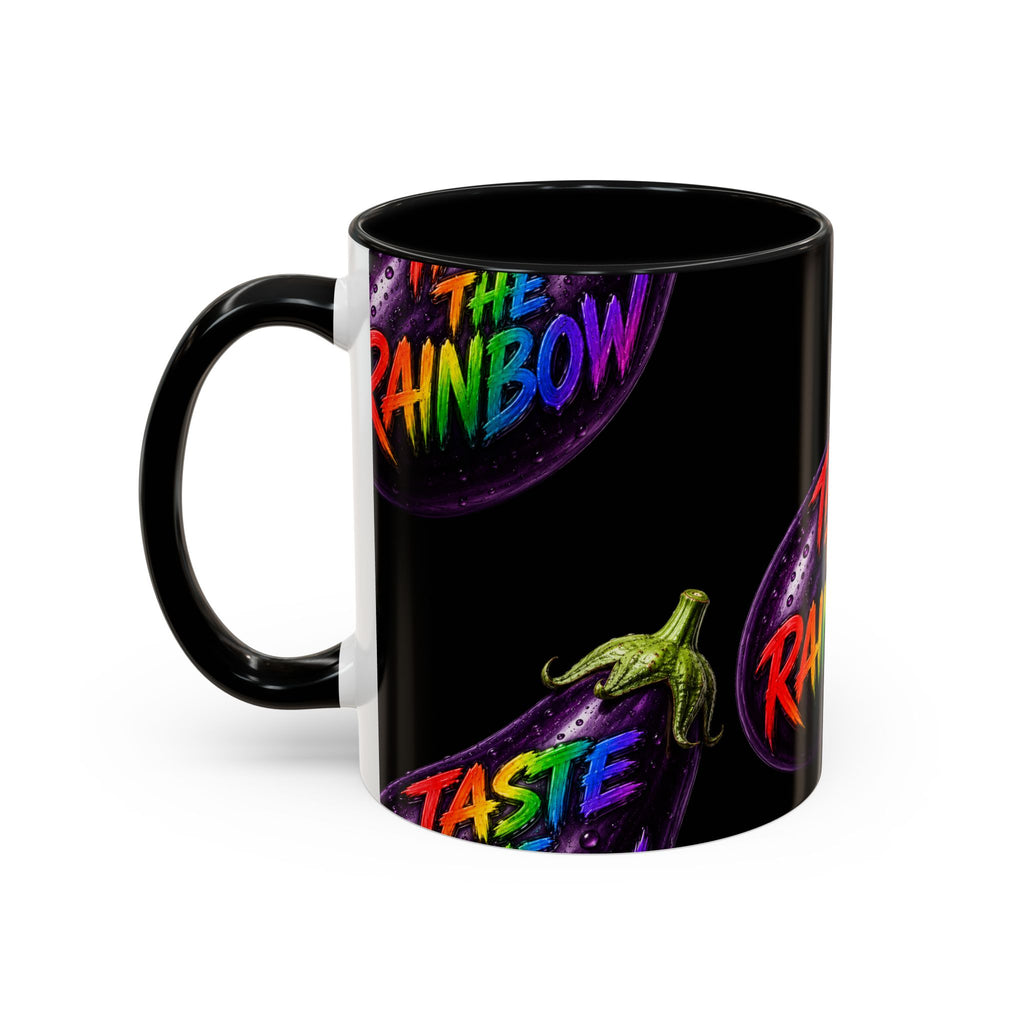 Taste the Rainbow Eggplant Coffee Mug — Pride Rainbow Accent Mug (11/15oz)