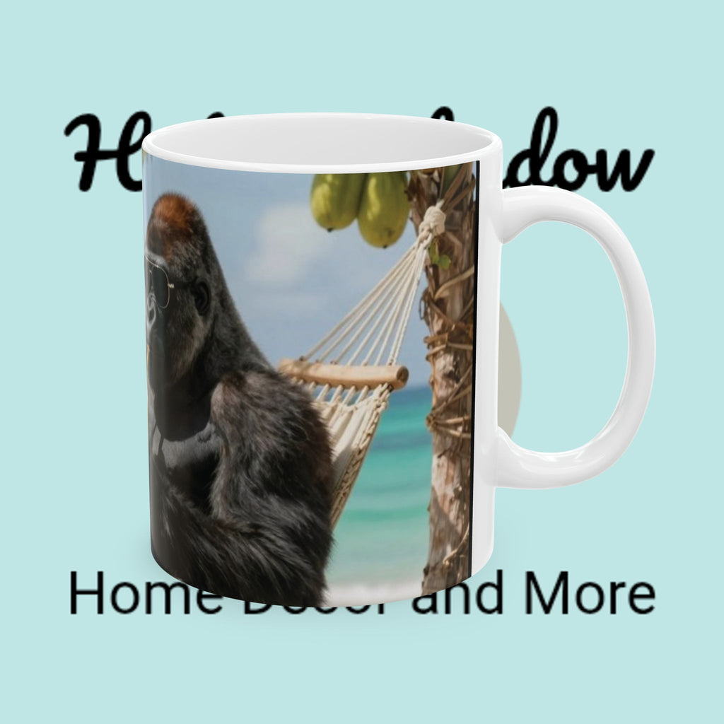 Tropical Gorilla Coffee Mug — Beach Drink Design Ceramic Mug (11oz, 15oz)