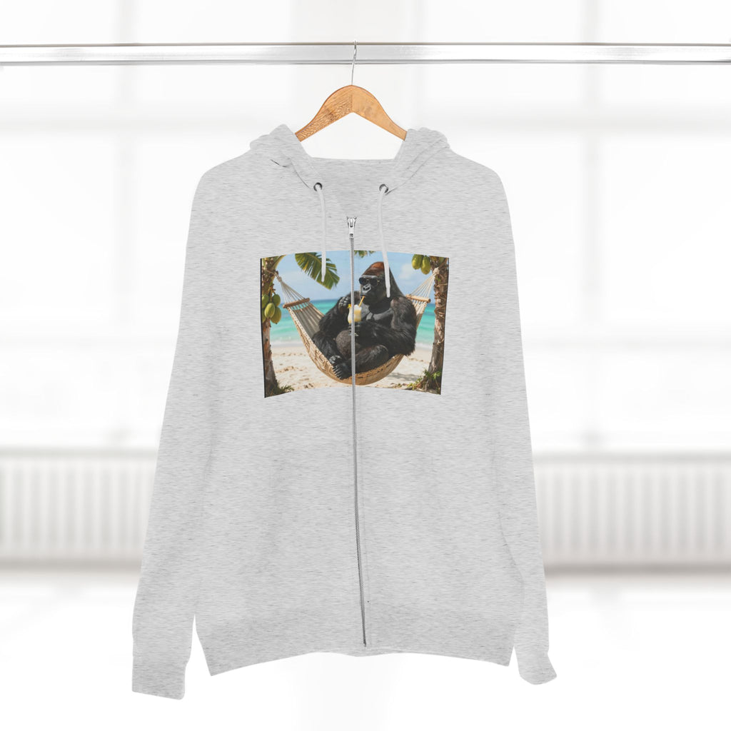 Hammock Gorilla Zip Hoodie – Relaxing Beach Ape Design