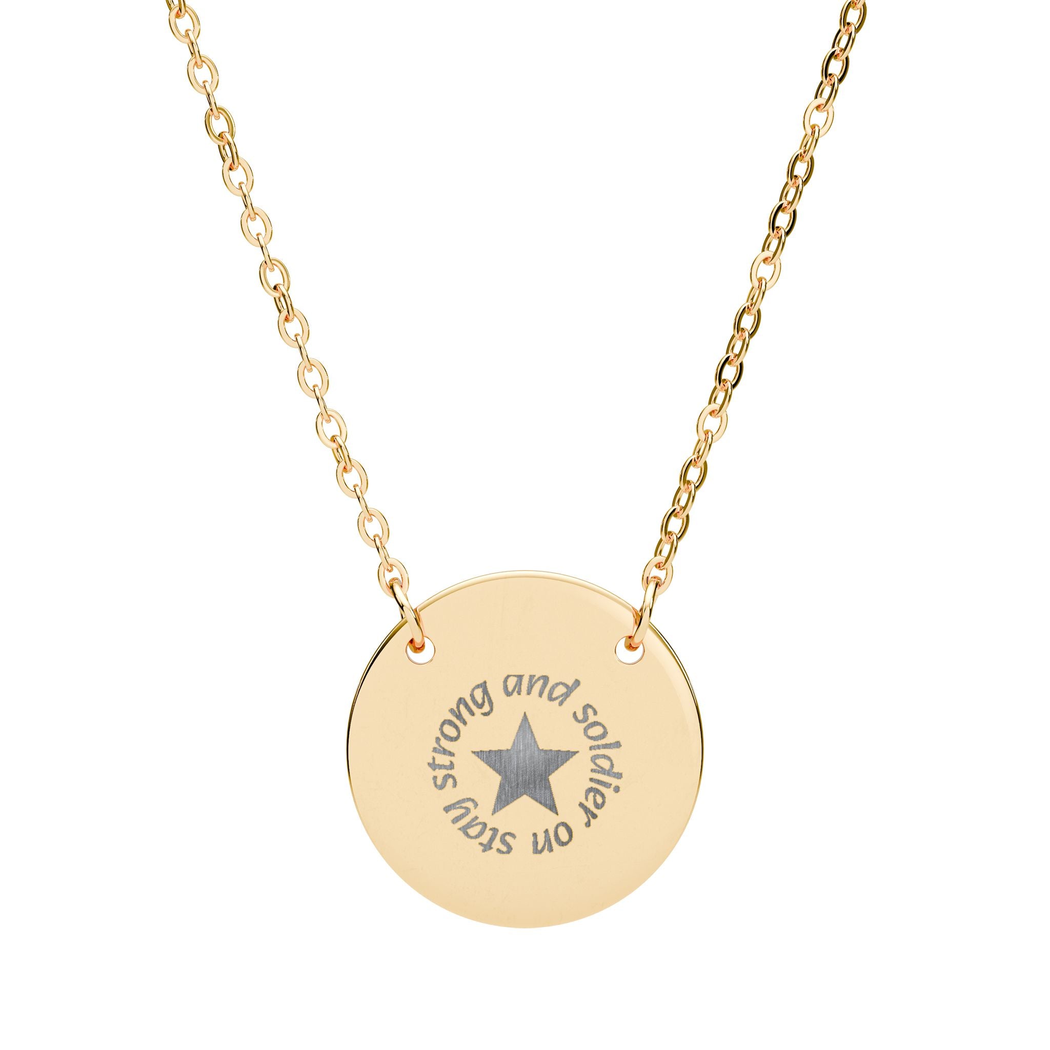 Engraved Star Circle Necklace — Personalized Round Pendant