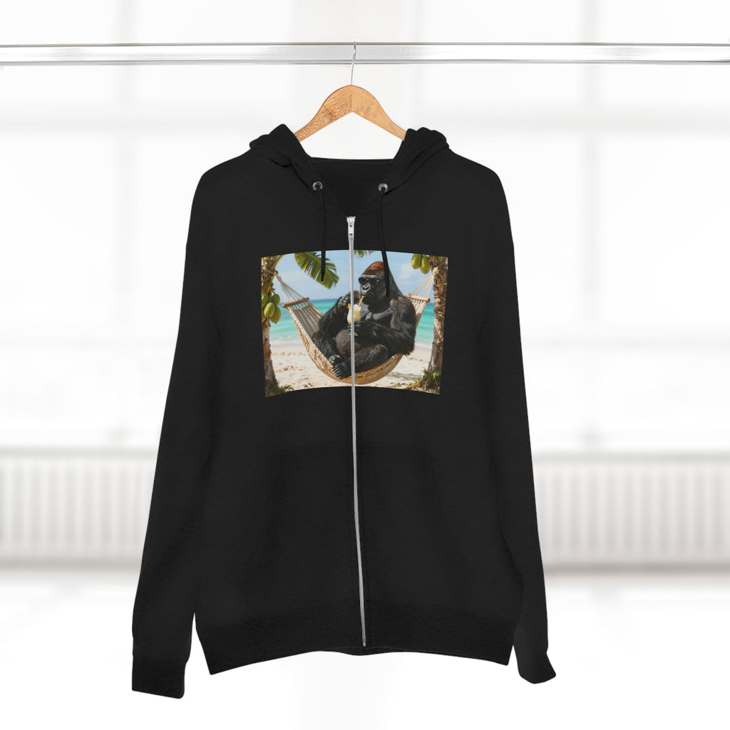 Hammock Gorilla Zip Hoodie – Relaxing Beach Ape Design