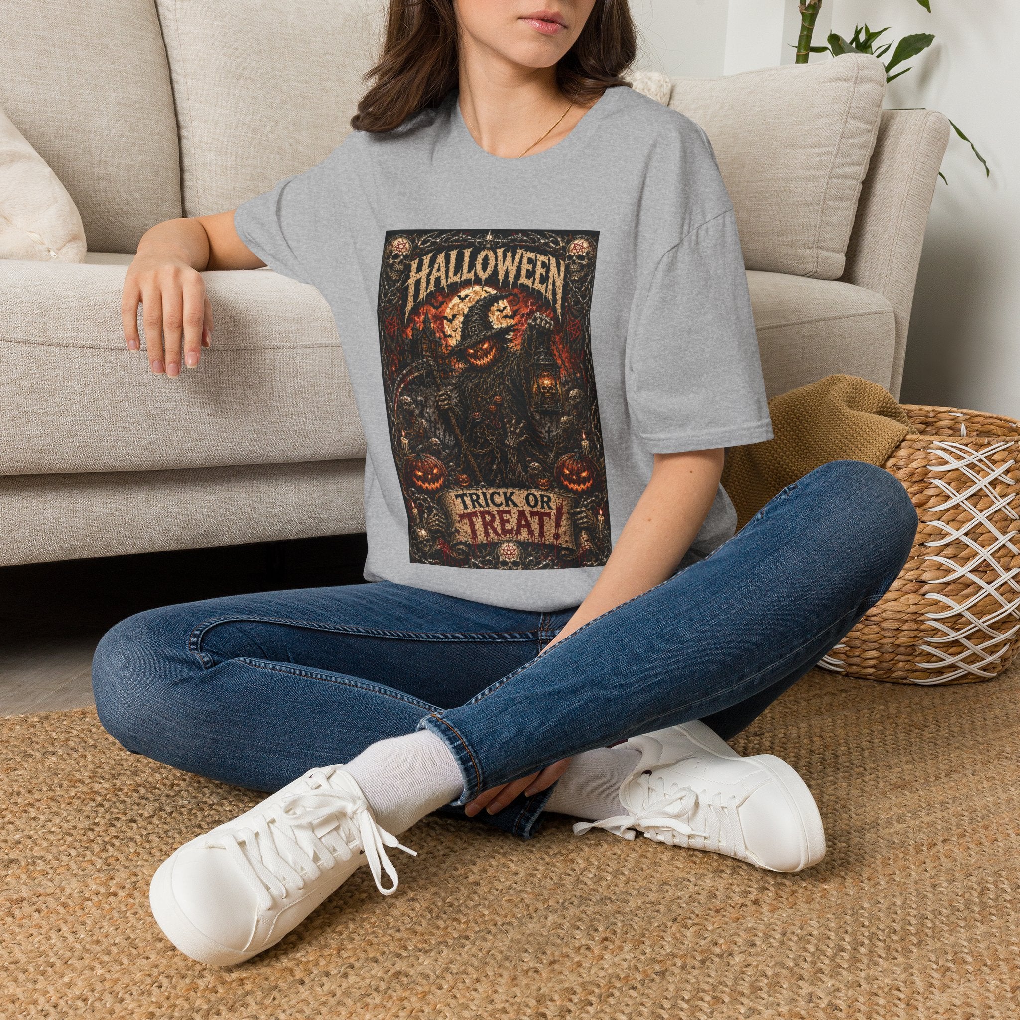 Halloween Trick or Treat T-Shirt — Spooky Vintage Pumpkin Design