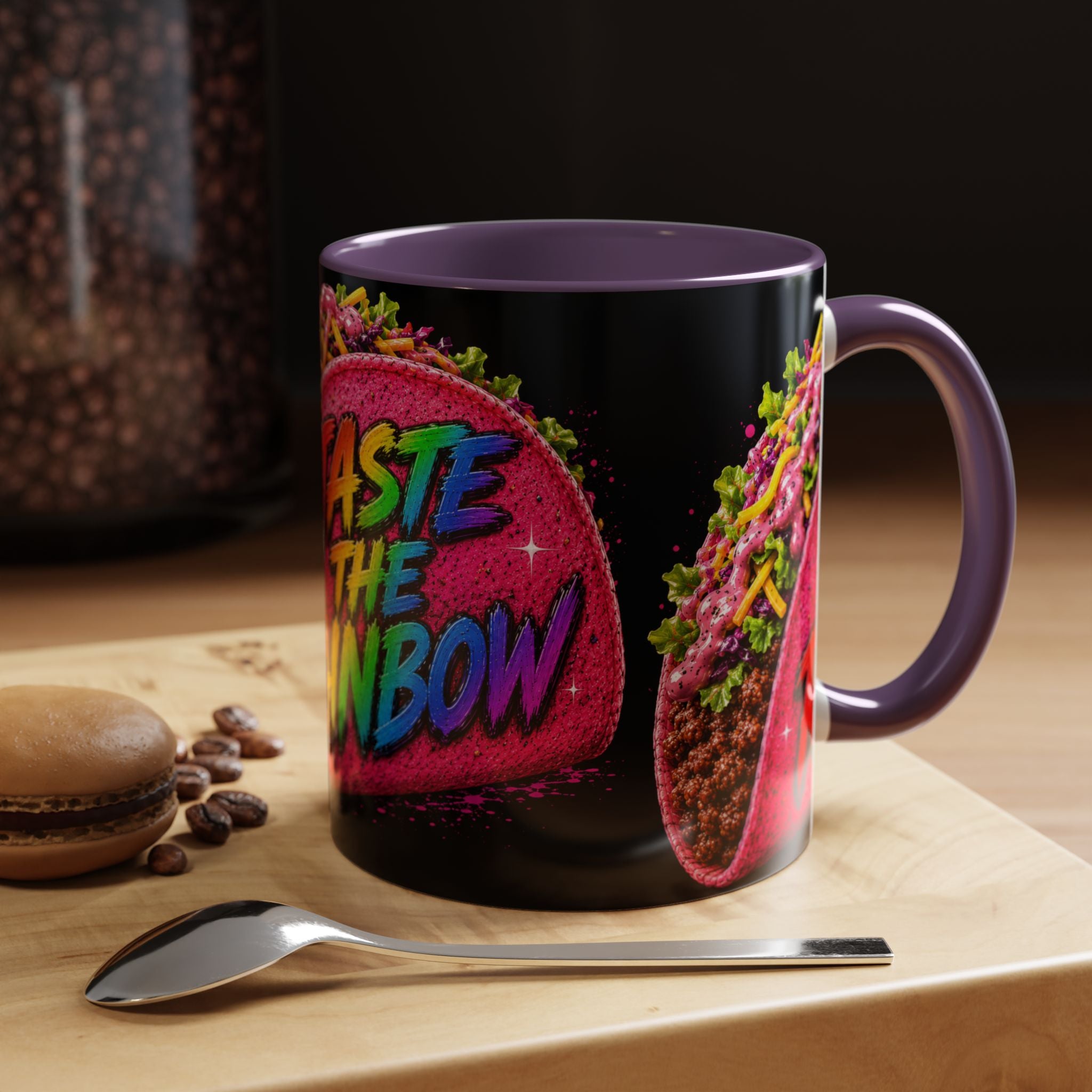 Taste The Rainbow Taco Coffee Mug — Colorful Novelty Accent Mug (11/15oz)