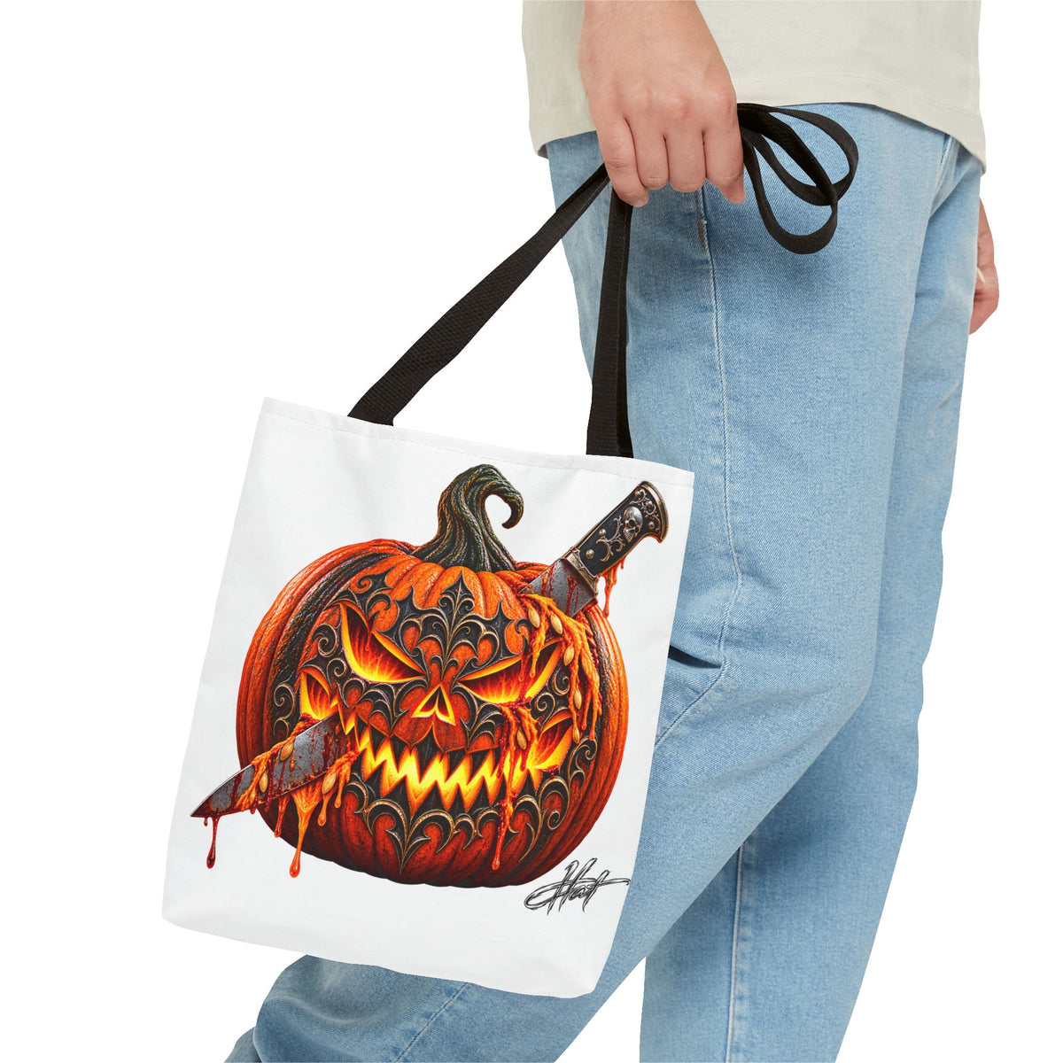 Gothic Carved Pumpkin Tote Bag (AOP)