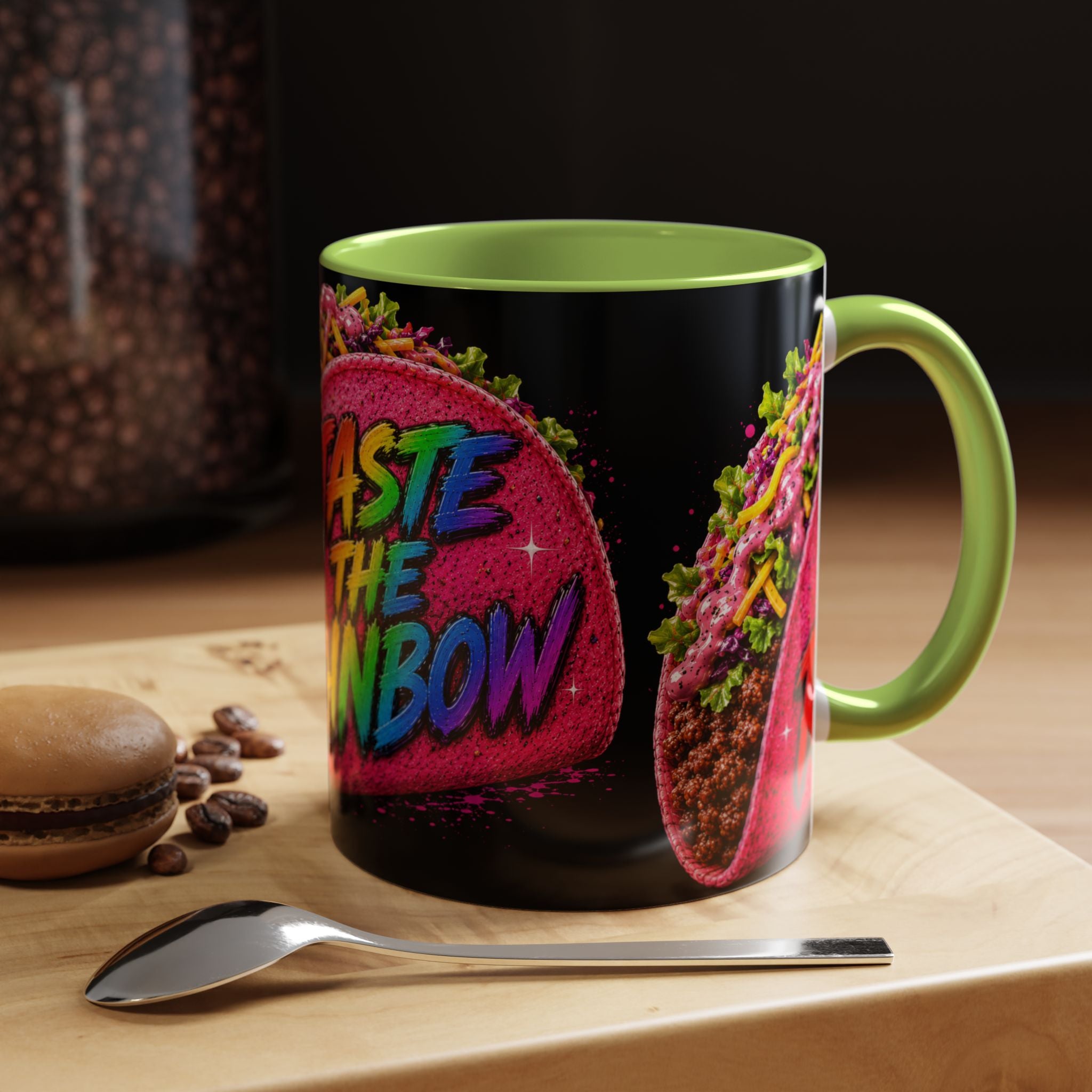 Taste The Rainbow Taco Coffee Mug — Colorful Novelty Accent Mug (11/15oz)