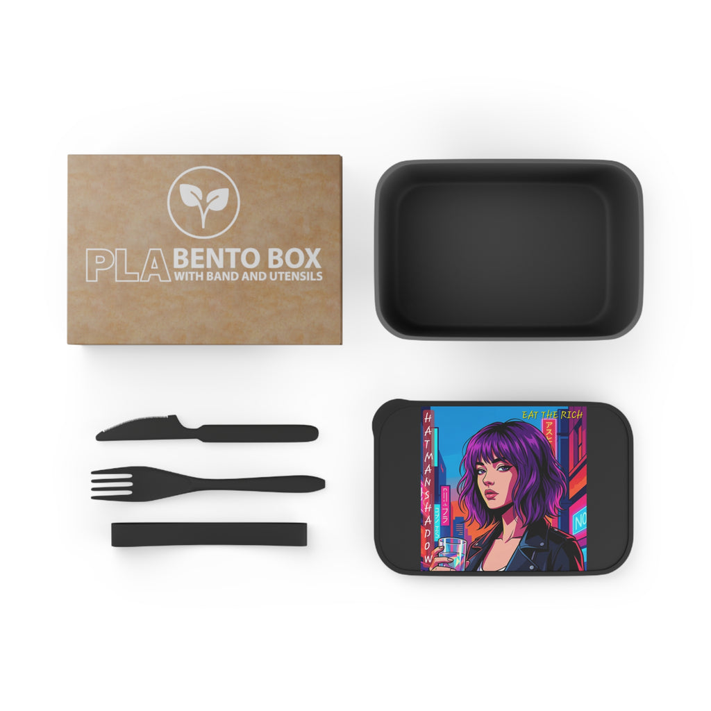 Bento Box — Neon Cyberpunk Woman Design (PLA, Includes Band & Utensils)