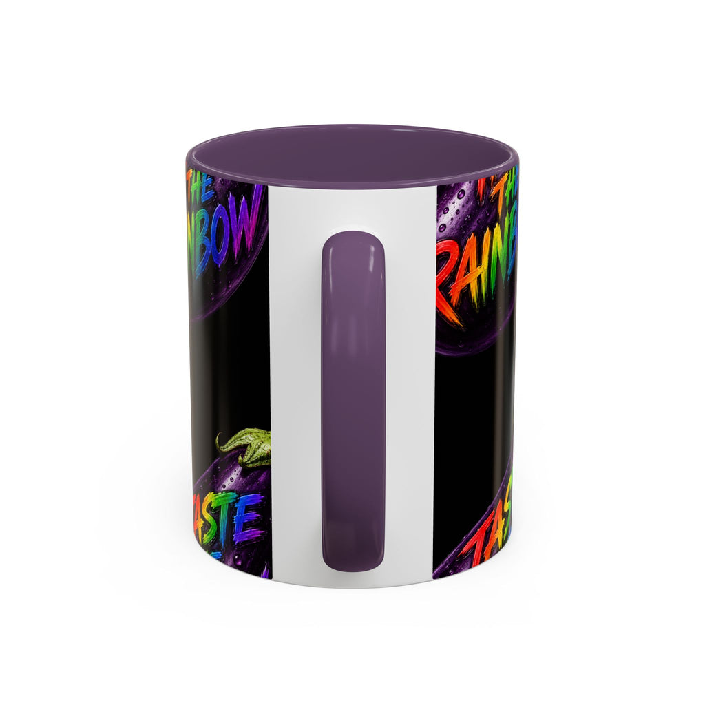 Taste the Rainbow Eggplant Coffee Mug — Pride Rainbow Accent Mug (11/15oz)