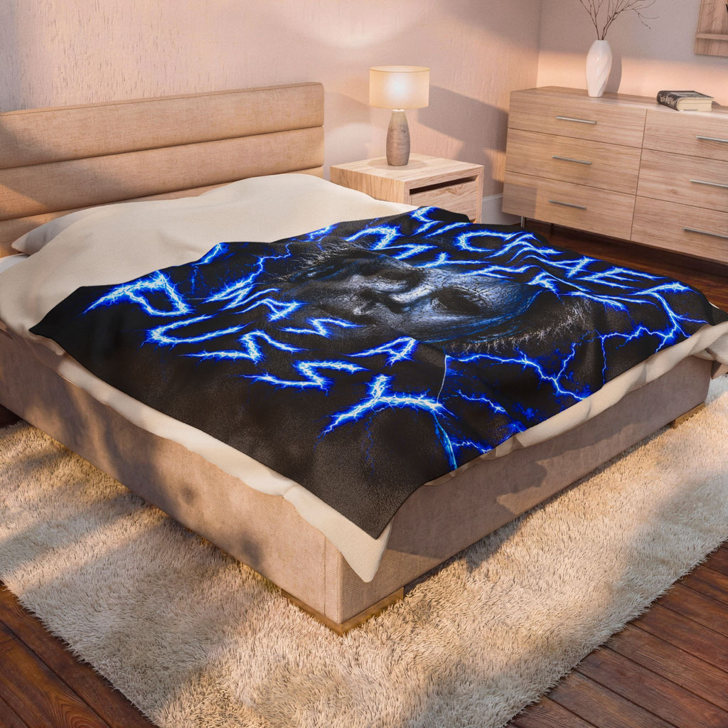 Michael Myers Graphic Plush Blanket — Horror Movie Velvet Throw with Bold Text